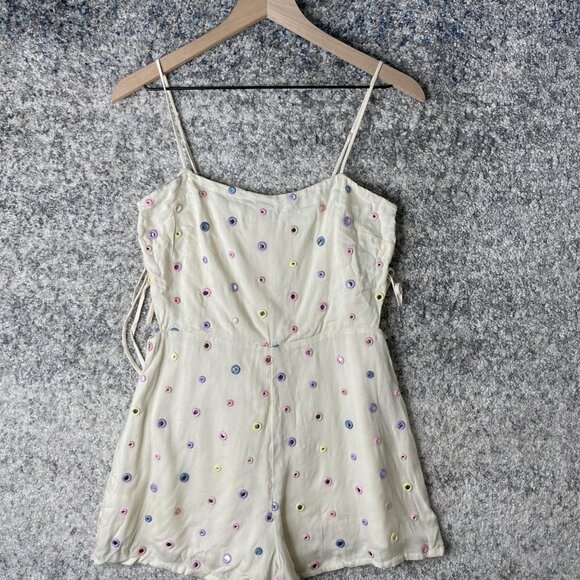 Lovers + Friends Romper Womens Small Embroidered Eyelet Sleeveless Playsuit - Picture 1 of 7